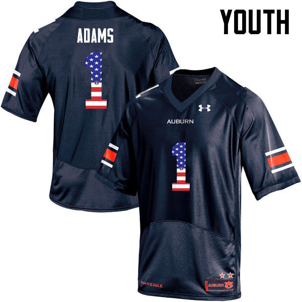 Auburn Tigers Youth Montravius Adams #1 Navy Under Armour Stitched College USA Flag Fashion NCAA Authentic Football Jersey FFP1274MG